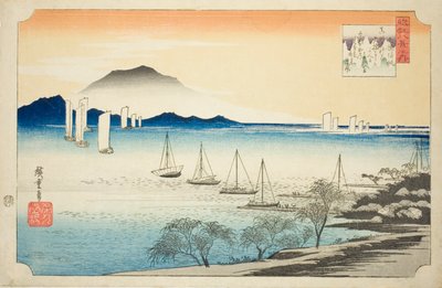 Returning Sails at Yabase, from the series "Eight Views of Omi" by Utagawa Hiroshige