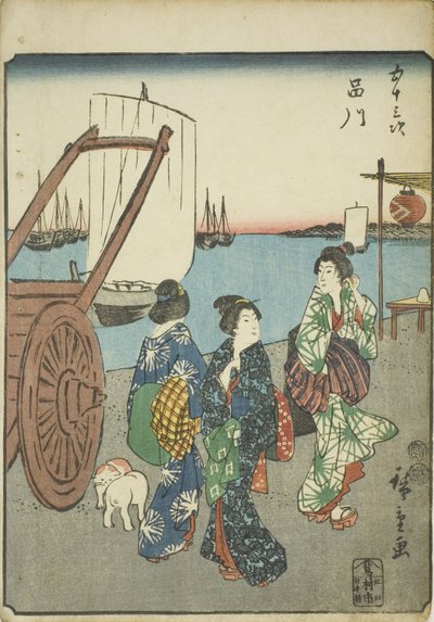 Shinagawa, from the series "Fifty-three Stations [of the Tokaido]," also known as the Figure Tokaido by Utagawa Hiroshige