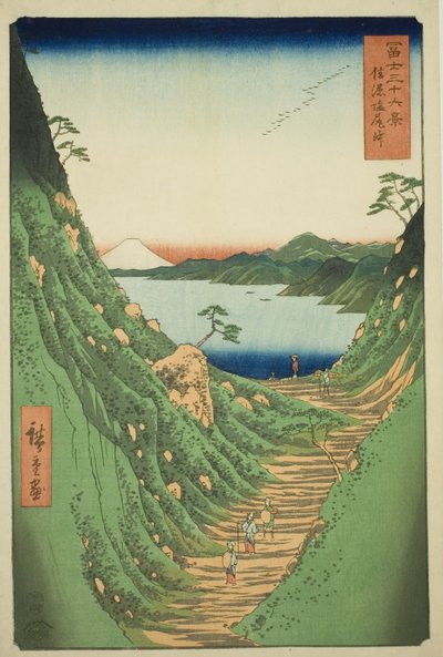 Shiojiri Pass in Shinano Province, from the series "Thirty-six Views of Mount Fuji" by Utagawa Hiroshige