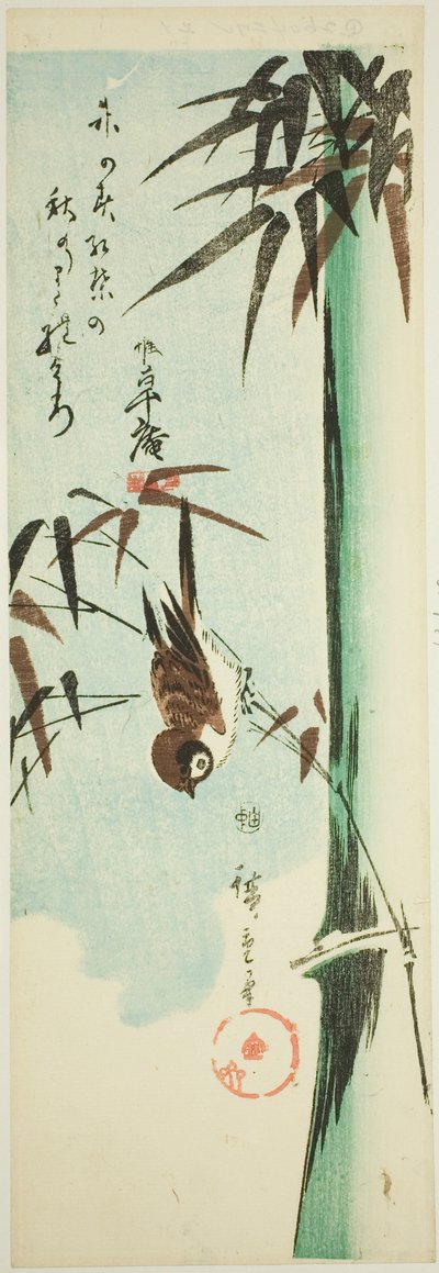 Sparrow and Bamboo by Utagawa Hiroshige
