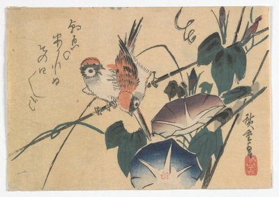 Sparrows and Morning Glories by Utagawa Hiroshige