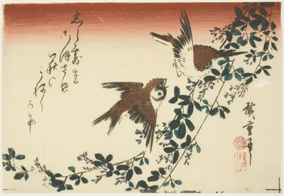 Sparrows and Bush Clover by Utagawa Hiroshige