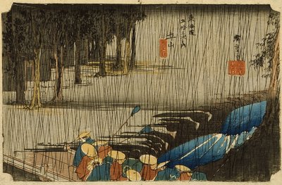 Spring Rain at Tsuchiyama by Utagawa Hiroshige