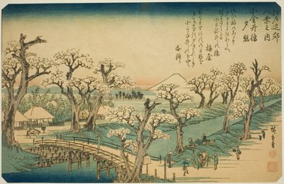 Sunset Glow at Koganei Bridge, from the series "Eight Views in the Environs of Edo" by Utagawa Hiroshige