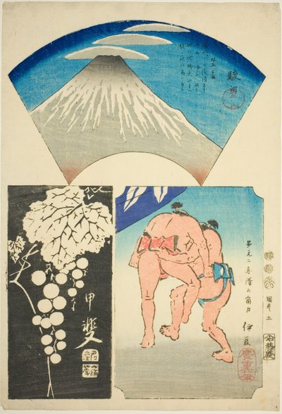 Suruga, Kai, and Izu, no. 5 from the series "Cutout Pictures of the Provinces" by Utagawa Hiroshige