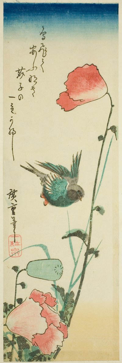 Swallow and Poppies by Utagawa Hiroshige