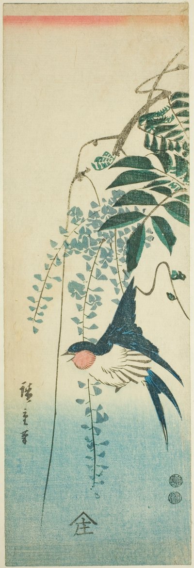 Swallow and Wisteria by Utagawa Hiroshige