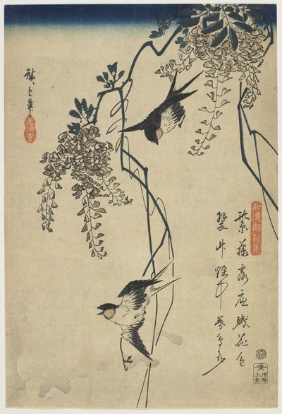 Swallows Flying through Wisteria Vines by Utagawa Hiroshige