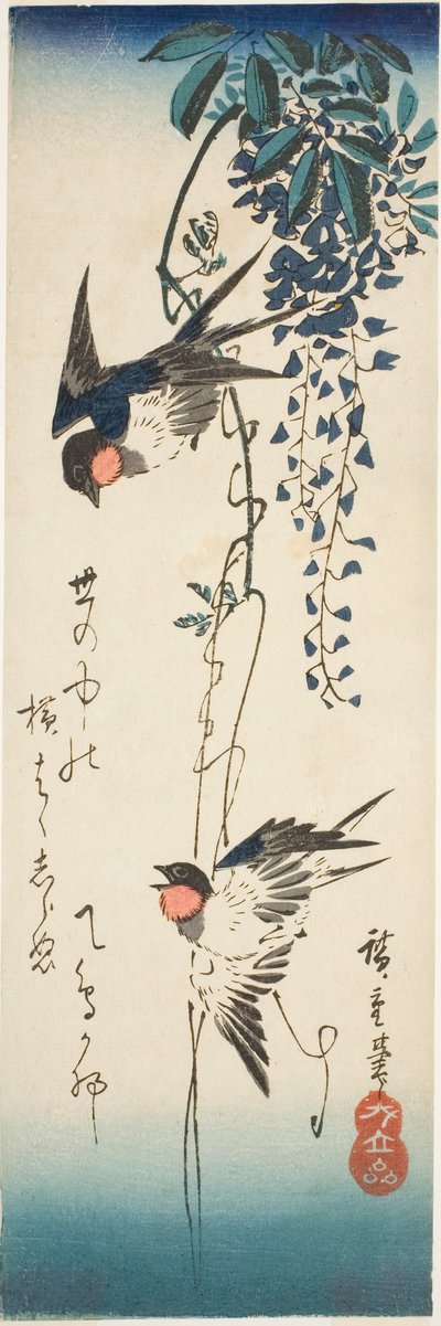 Swallows and Wisteria by Utagawa Hiroshige