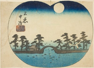 The Benten Shrine on the Inner Island of Shinobazu Pond (section of a sheet from the series "Cutouts of Famous Places in Edo") by Utagawa Hiroshige