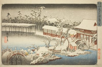 The Compound of the Tenman Shrine at Kameido in the Snow, from the series 