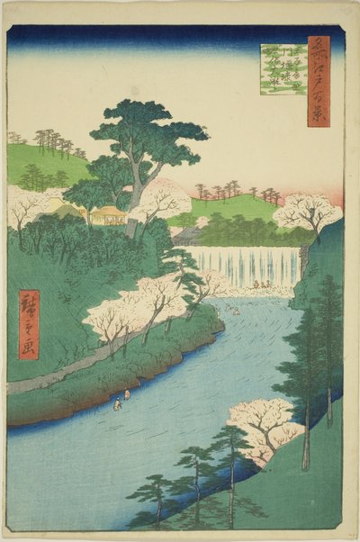 The Dam on the Otonashi River at Oji, Commonly Called "The Great Waterfall", from the series "One Hundred Famous Views of Edo" by Utagawa Hiroshige