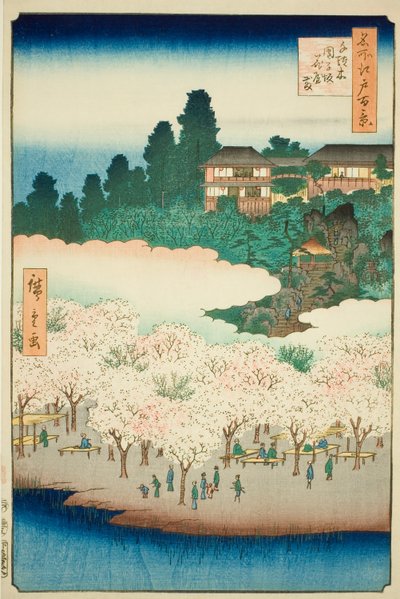 The Flower Pavilion on Dango Slope, Sendagi, No.16 from the series "One Hundred Famous Views of Edo" by Utagawa Hiroshige