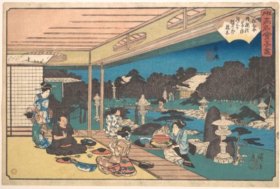 The Musashiya Restaurant, Ushijima, from the series A Collection of Famous Restaurants of Edo by Utagawa Hiroshige