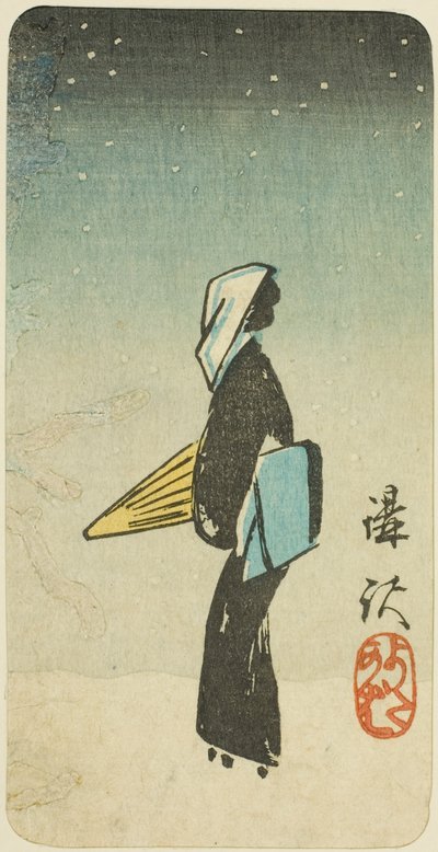 The Streetwalker Scene from the play Koshaku, section of a sheet from the series Reflections of Dramas in Cutouts by Utagawa Hiroshige