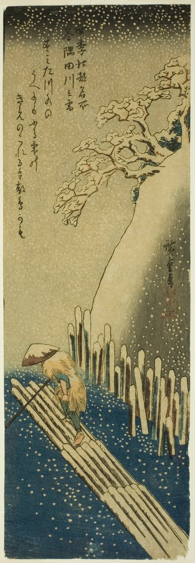 The Sumida River in Winter Snow by Utagawa Hiroshige