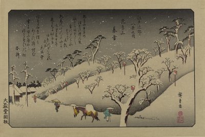 Twilight Snow at Asuka Hill, from the series Eight Views in the Environs of Edo, 1838 by Utagawa Hiroshige