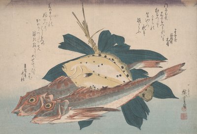 Two gunnards and a flounder by Utagawa Hiroshige