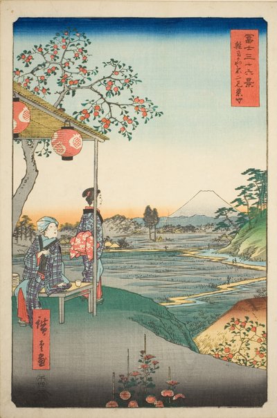 View of Mount Fuji from a Teahouse at Zoshigaya, from the series 