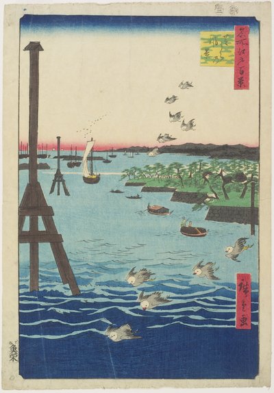 View of Shiba Coast, February 1856 by Utagawa Hiroshige