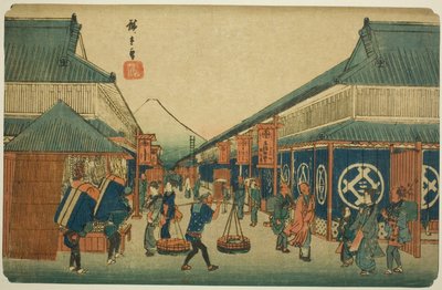 View of Surugacho, from the series "Famous Places in the Eastern Capital" by Utagawa Hiroshige