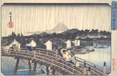 White Rain on the Nihon Bridge, from the Series Famous Places of the Eastern Capital by Utagawa Hiroshige