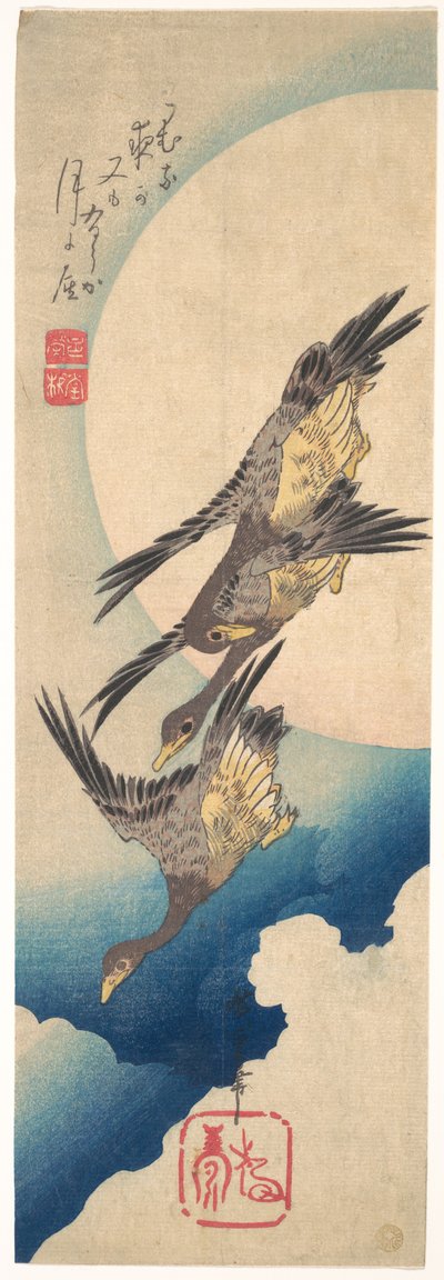 Wild Geese Flying under the Full Moon by Utagawa Hiroshige