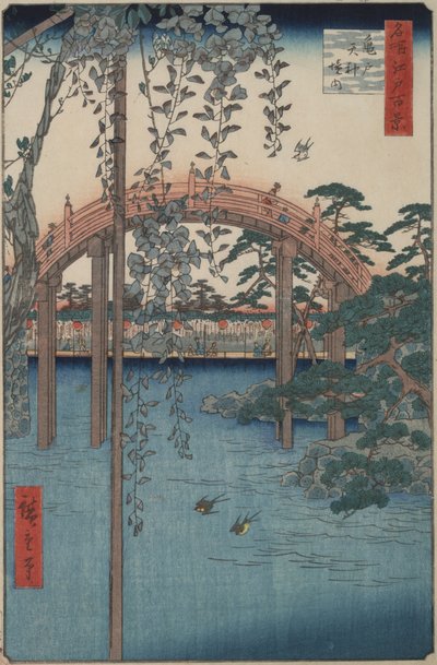Wisteria at Kameido Tenjin Shrine from the Series One Hundred Famous Views of Edo by Utagawa Hiroshige