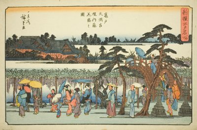 Wisteria in Full Bloom in the Precincts of the Kameido Tenmangu Shrine, from the series 