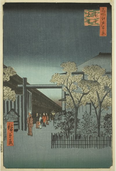 Yoshiwara Licensed Quarters at Dawn, from the series "One Hundred Famous Views of Edo" by Utagawa Hiroshige