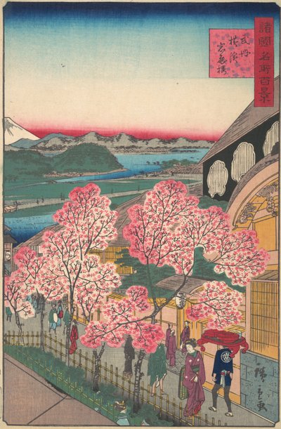 Entrance to the Gankiro Tea House in the Miyozaki District, Yokohama, Bushu by Utagawa Hiroshige II