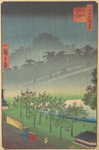 Evening View of Kiribata in Rain at Akasaka by Utagawa Hiroshige II