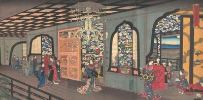 Upper Floor of the Gankiro Tea House in Yokohama, 4th month, 1860 by Utagawa Hiroshige II