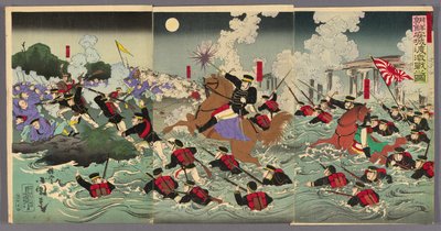 Fierce Fighting at Anseong Crossing in Korea by Utagawa Kokunimasa