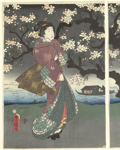 Evening Walk Along the River by Utagawa Kunisada (I)