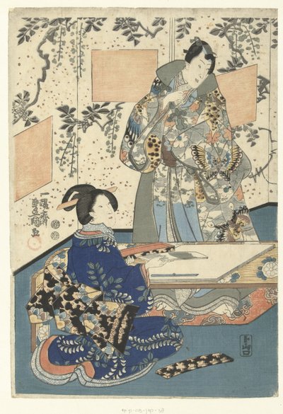 Prince Genji and Court Lady by Utagawa Kunisada (I)