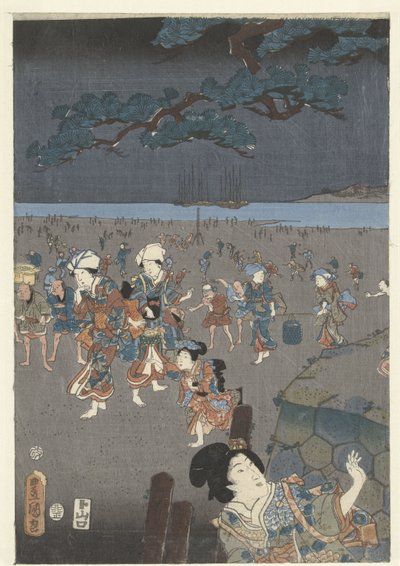 Collecting Shells on the Beach of Akashi by Utagawa Kunisada (I)