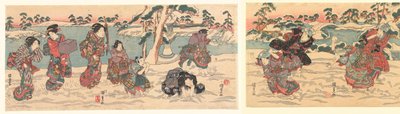Throwing Snowballs by Utagawa Kunisada (I)