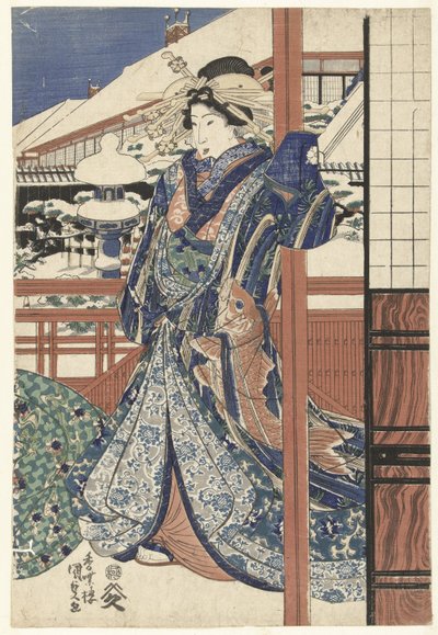 Woman in Winter Garden by Utagawa Kunisada (I)