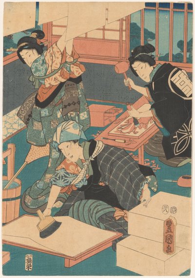 Women Making Prints (Middle Part) by Utagawa Kunisada (I)