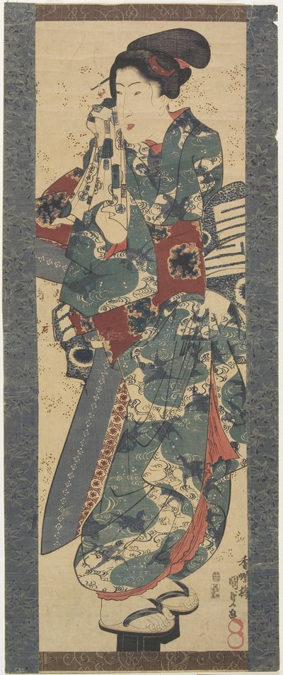 Woman Holding a Towel by Utagawa Kunisada