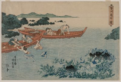 Abalone Divers off the Coast of Ise, from an Untitled Landscape Series by Utagawa Kunisada