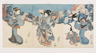 Cherry Blossom Trees at Atagoyama by Utagawa Kunisada