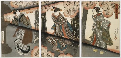 Night Scene with Girls and Lanterns by Utagawa Kunisada