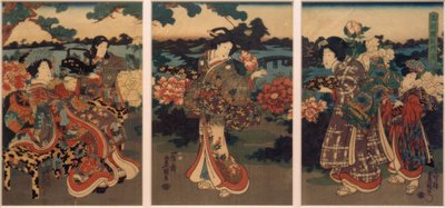 Butterflies and Peonies by Utagawa Kunisada