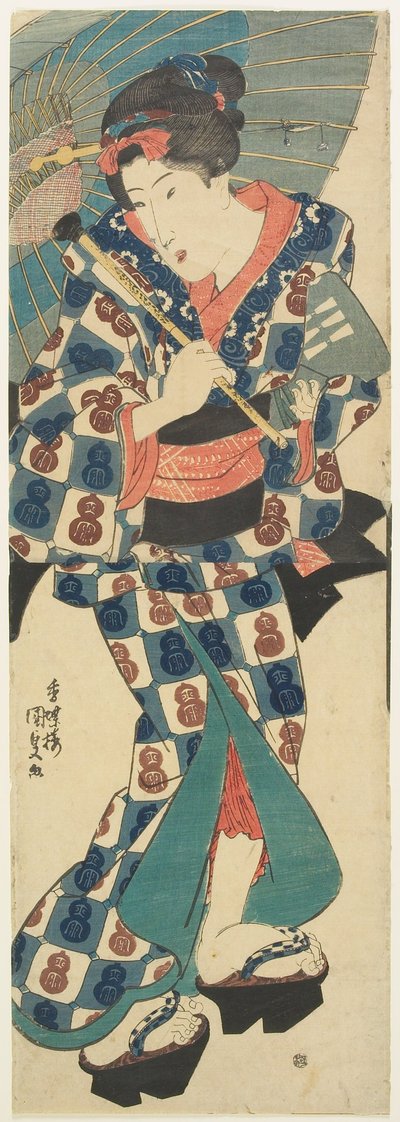 Young Girl with Umbrella by Utagawa Kunisada