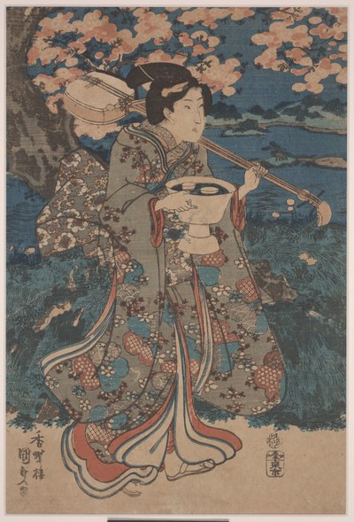 Going to a Cherry Blossom Viewing Party by Utagawa Kunisada III