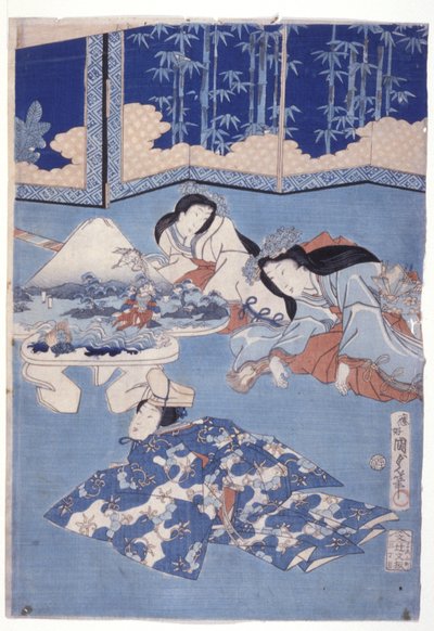 Welcoming Spring with a Gathering of Flowers (Hana Soroi Haru no Taimen) by Utagawa Kunisada II