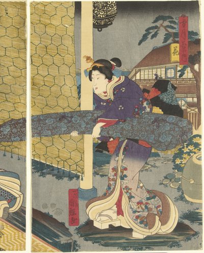 Flowers (title on object) Snow, Moon, and Flowers (series title) by Utagawa Kuniteru