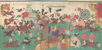 French Equestrian Circus on the grounds of Asakusa Kannon temple, 1871 by Utagawa Kuniteru